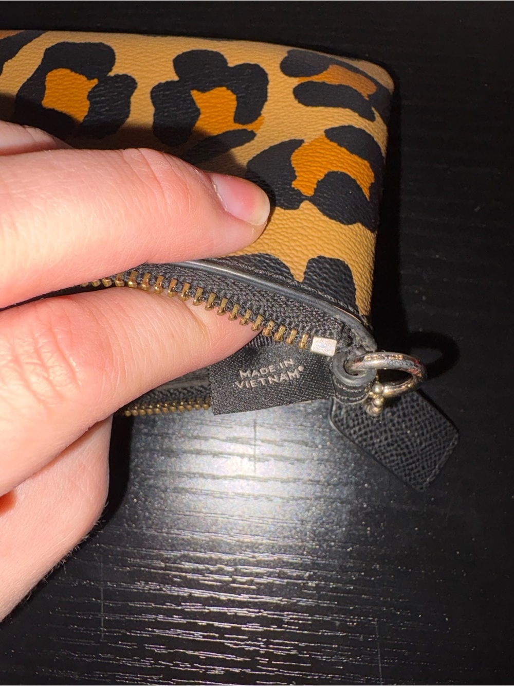 Coach Corner Zip Leopard Wristlet - Picture 7 of 8
